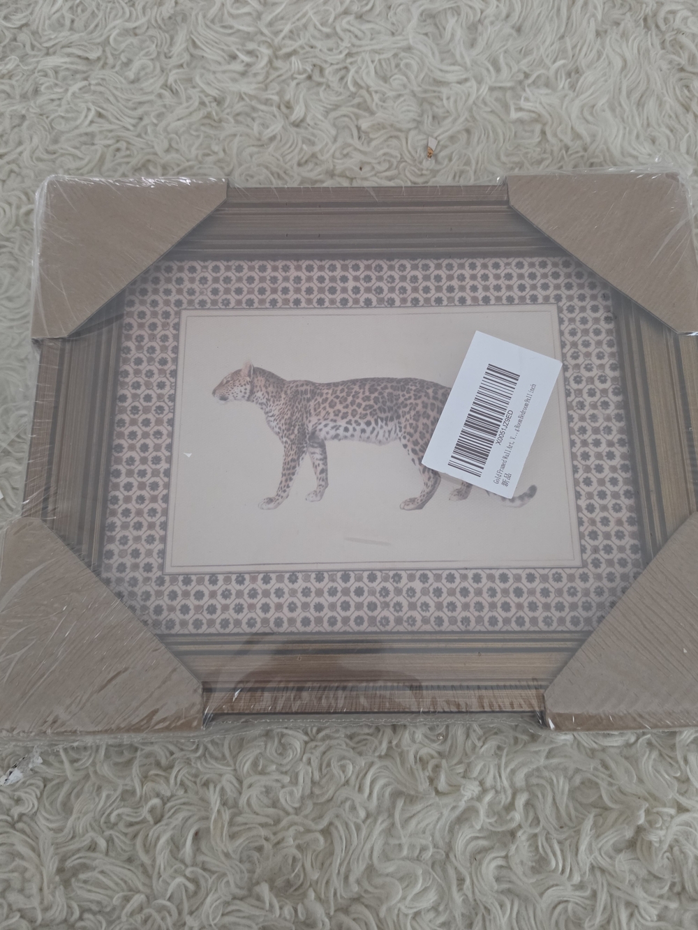 Framed Leopard Wall Art Print in Brown and Beige